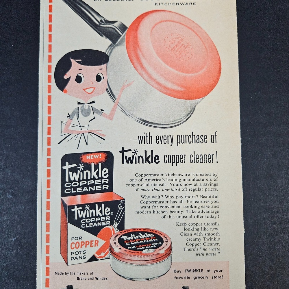 1957 Twinkle Copper Cleaner For Pots & Pans Vintage Print Ad Cincinnati OH Offer